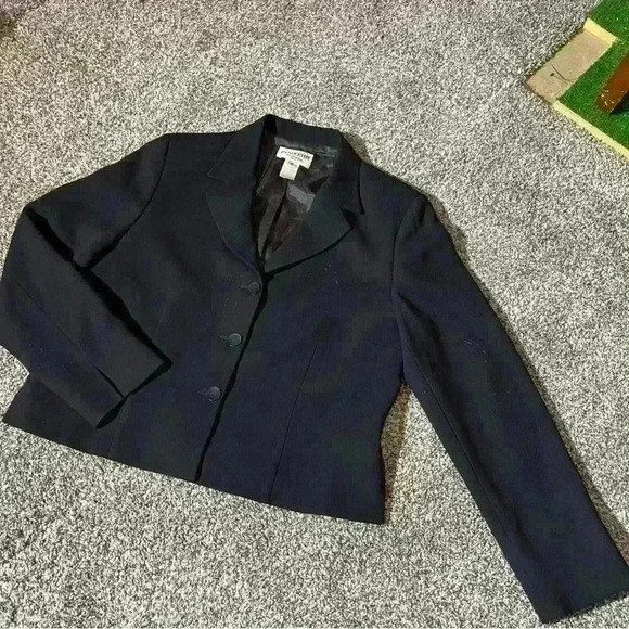 PENDLETON JACKET BLAZER VINTAGE VIRGIN WOOL SIZE 12 Petite 3 BUTTON Black- Note - Picture 1 of 13